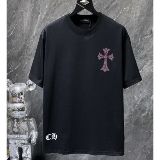 Chrome Hearts Purple Rhinestone Cross Tee